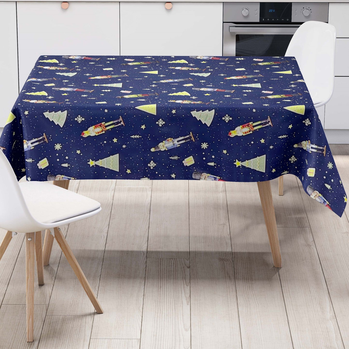 Wachstuch Tischdecke marineblau Nussknacker Weihanchten
