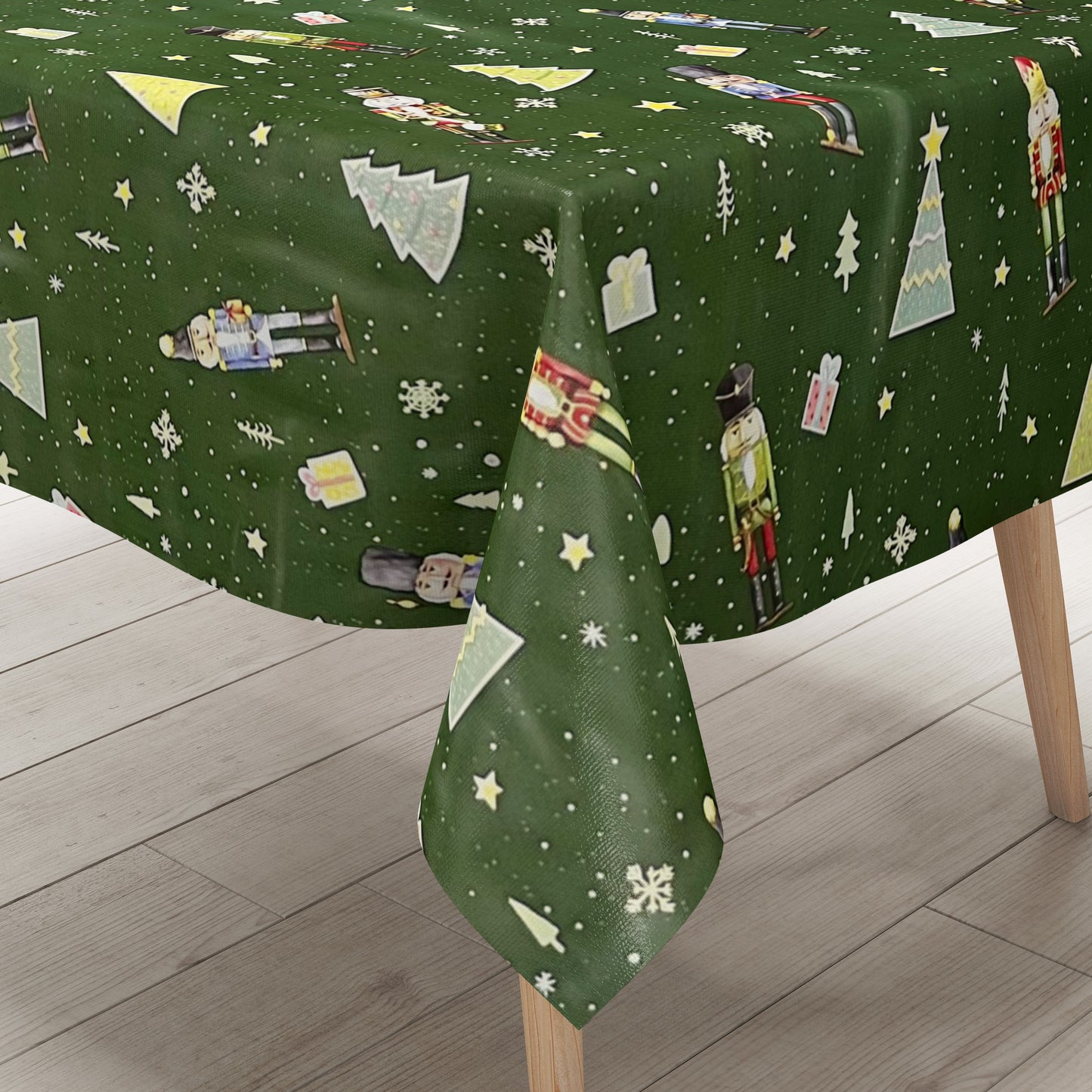 Wachstuch Tischdecke grün Weihnachten Nussknacker