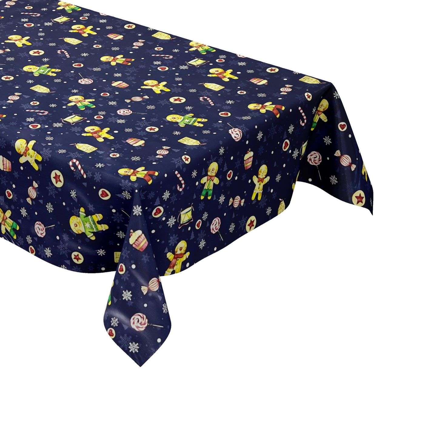 Wachstuch Tischdecke Weihnachten Lebkuchen marineblau