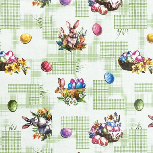 Wachstuch Rolle Meterware Rollenware P1205-2 grün Ostern Ostereier Osterhase