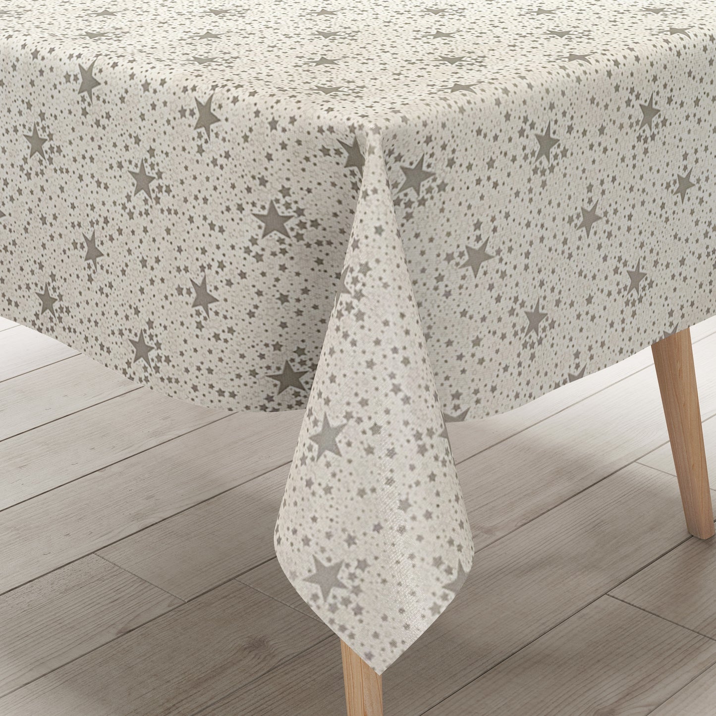 Wachstuch Tischdecke Sterne silber