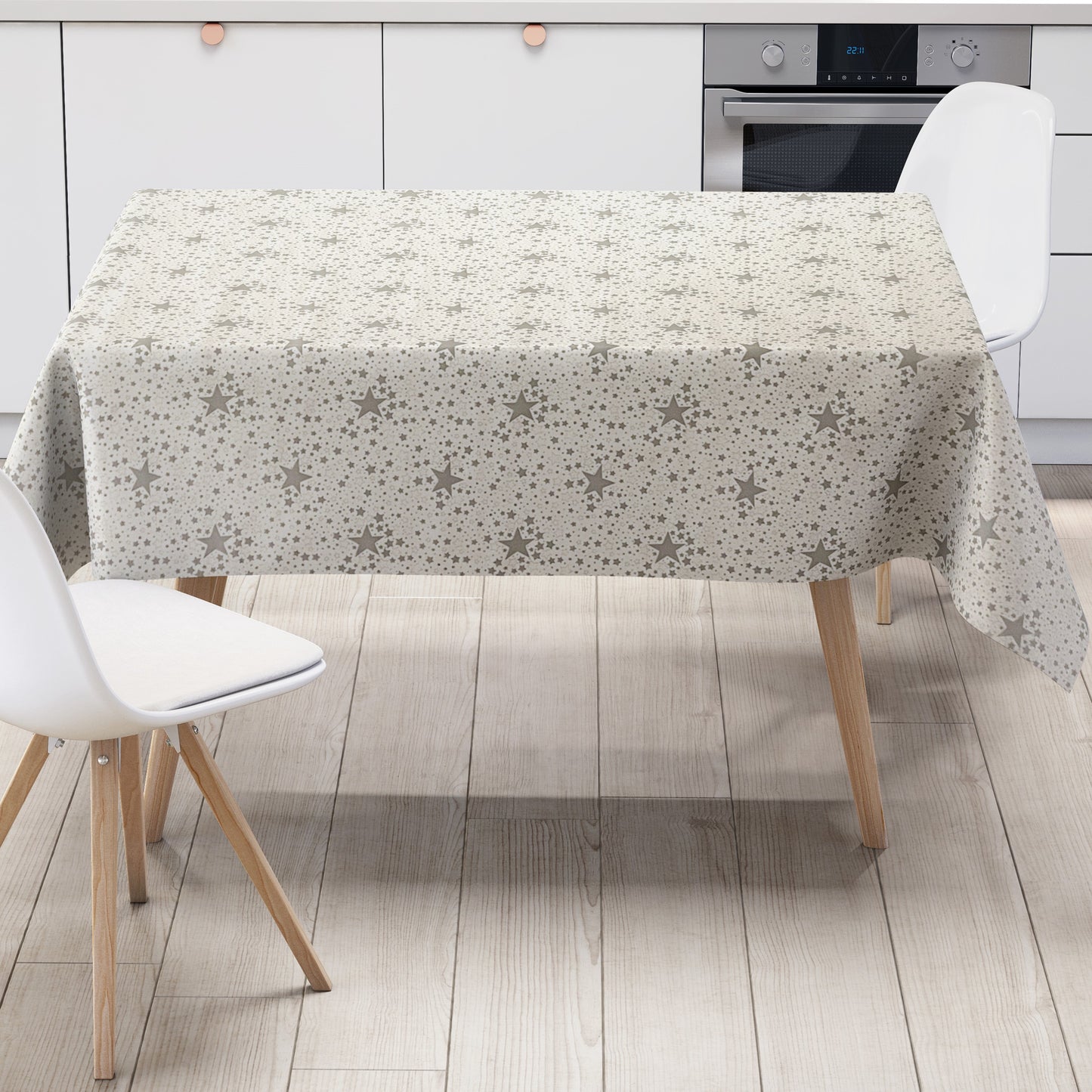Wachstuch Tischdecke Sterne silber