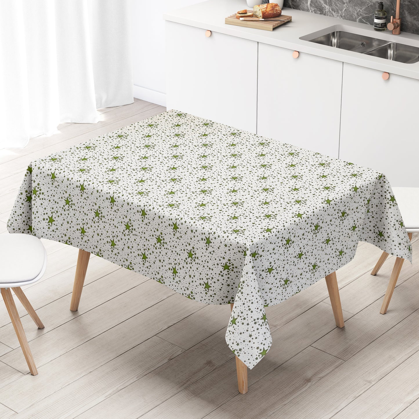 Wachstuch Tischdecke grüne Sterne