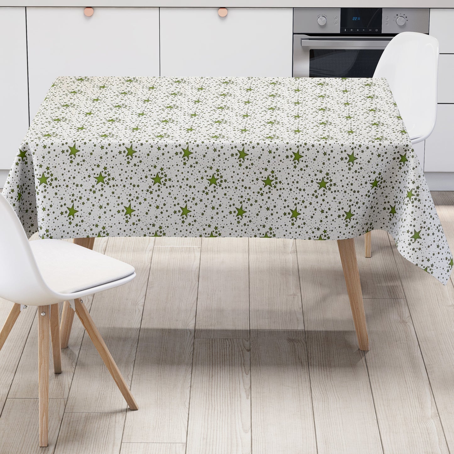 Wachstuch Tischdecke grüne Sterne