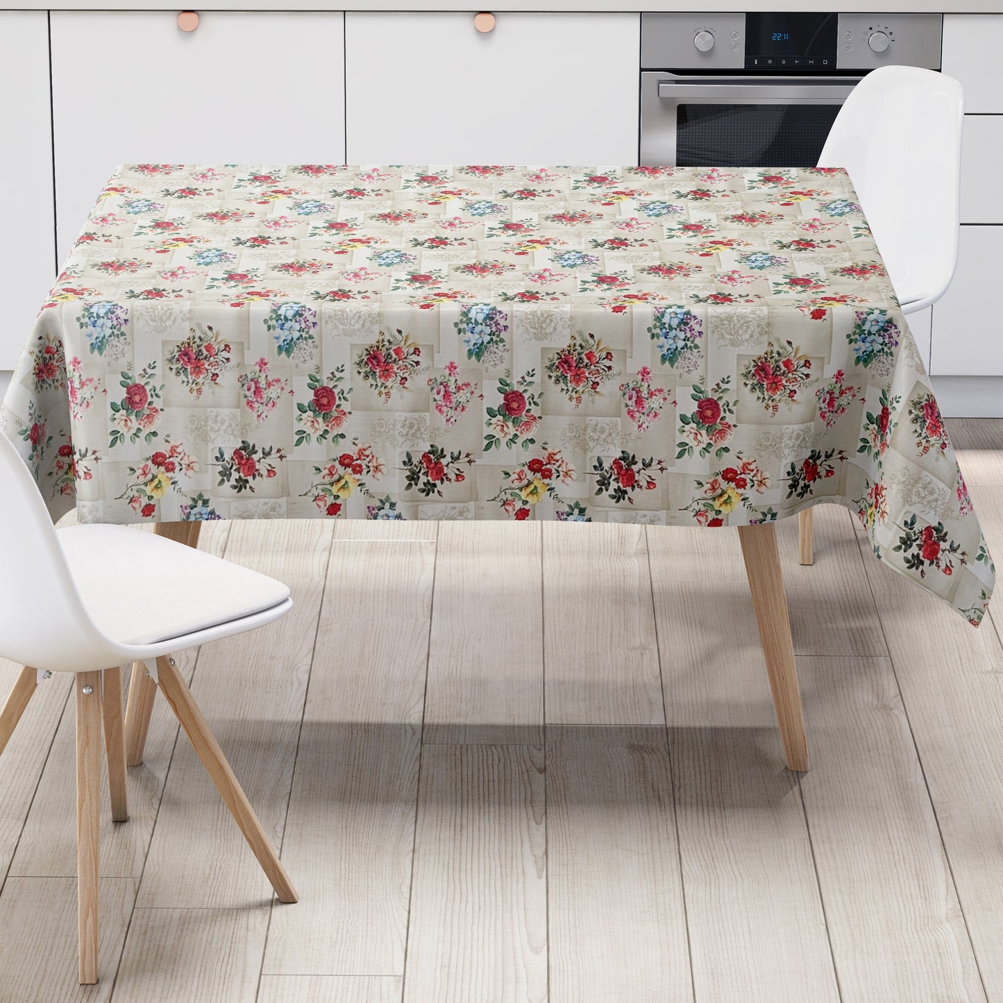 Wachstuch Tischecke beige geprägt Rosen