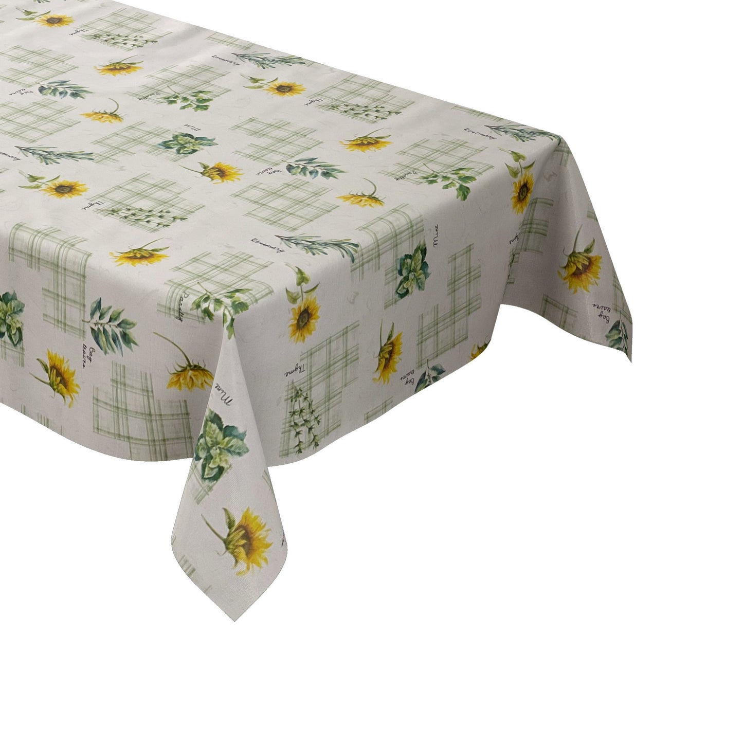Wachstuch Tischdecke geprägt Sonnenblumen Kräuter