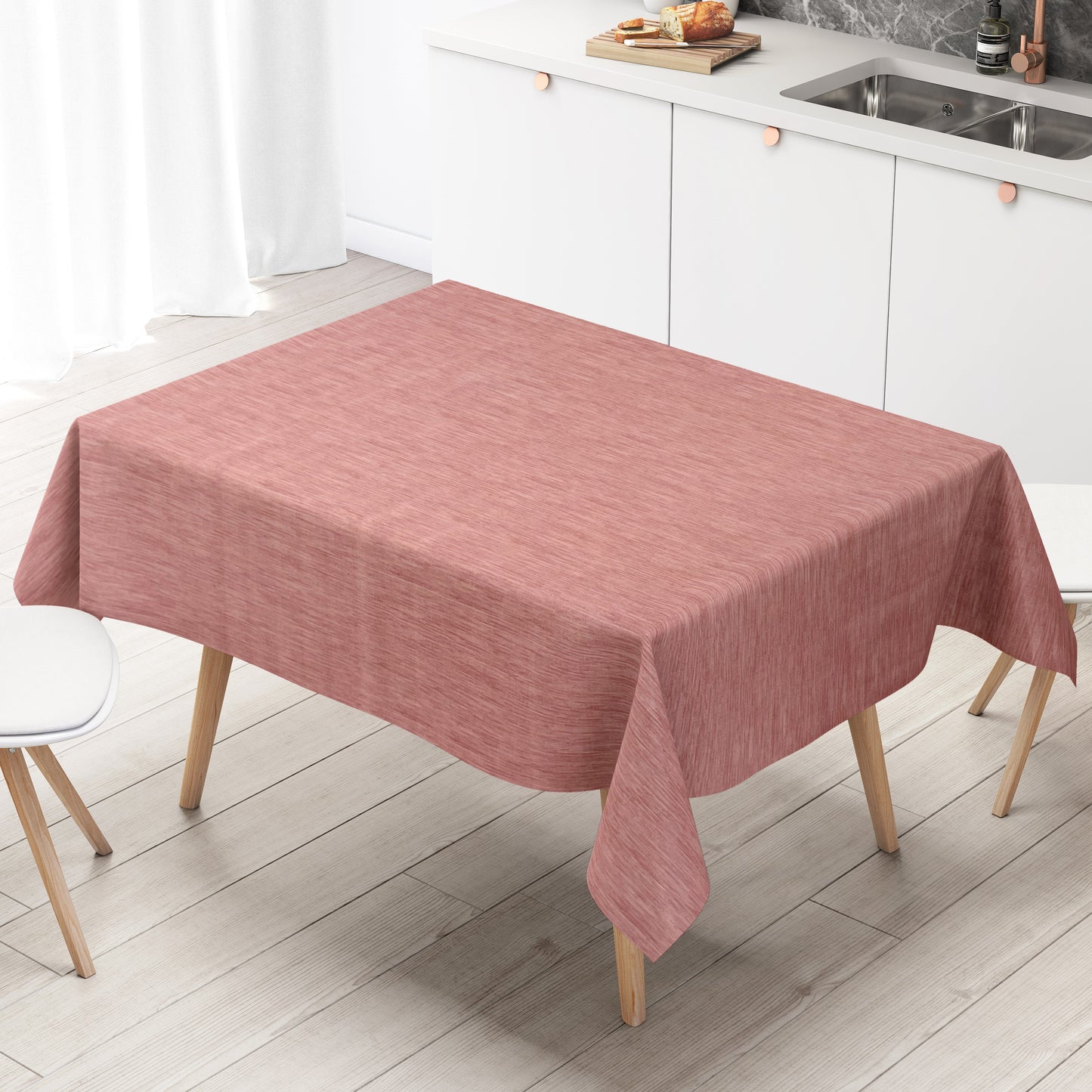 Wachstuch Tischdecke Leinen-Optik altrosa