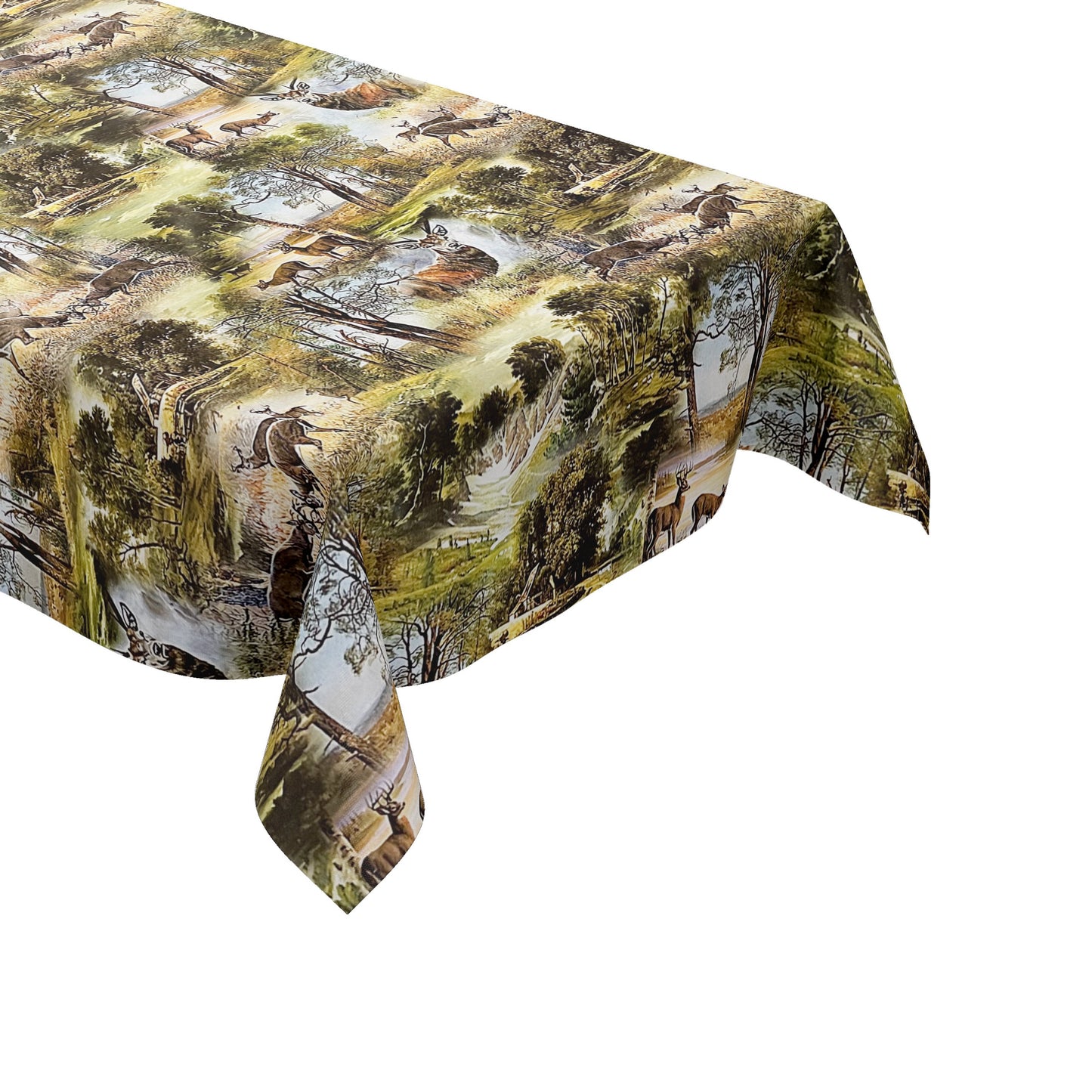 KEVKUS Wachstuch Tischdecke P739-1 Jagdmotiv Wildmotiv Wald wählbar in eckig, rund und oval -