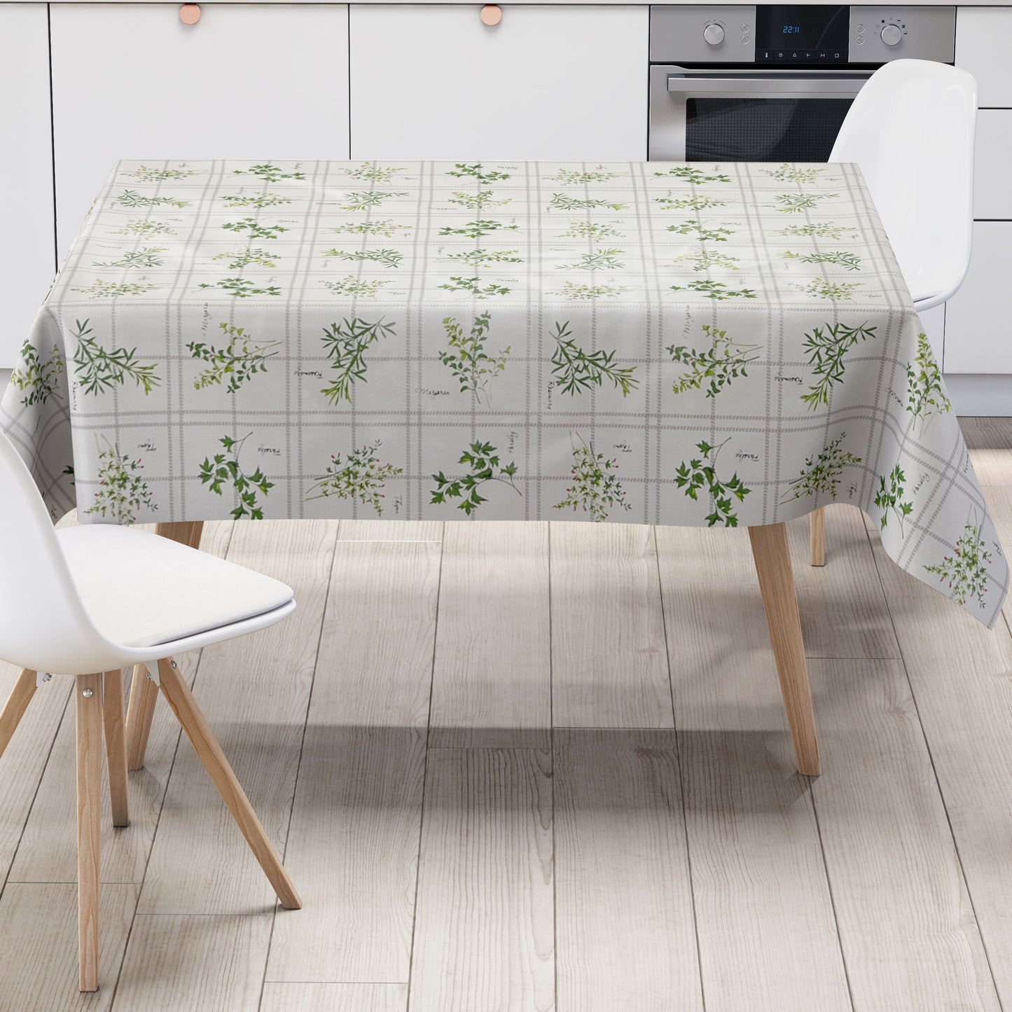 Wachstuch Tischdecke Kräuter Küche karo