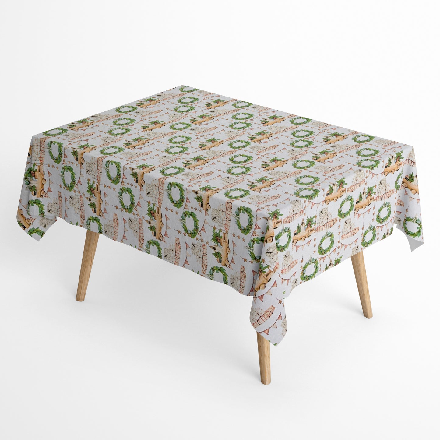 Baumwolltischdecke Weihnachten Advent PRESENT-GOLD C-101 Eisenbahn Weihnachtskranz eckig rund oval