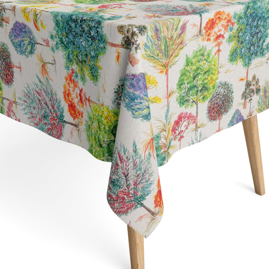 Baumwoll Tischdecke bunte Bäume