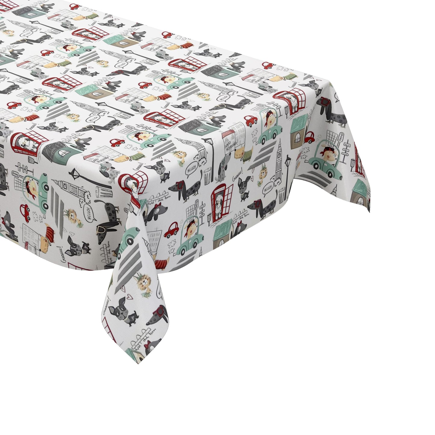 Wachstuch Tischdecke Kinder London Hund Dackel Big Ben