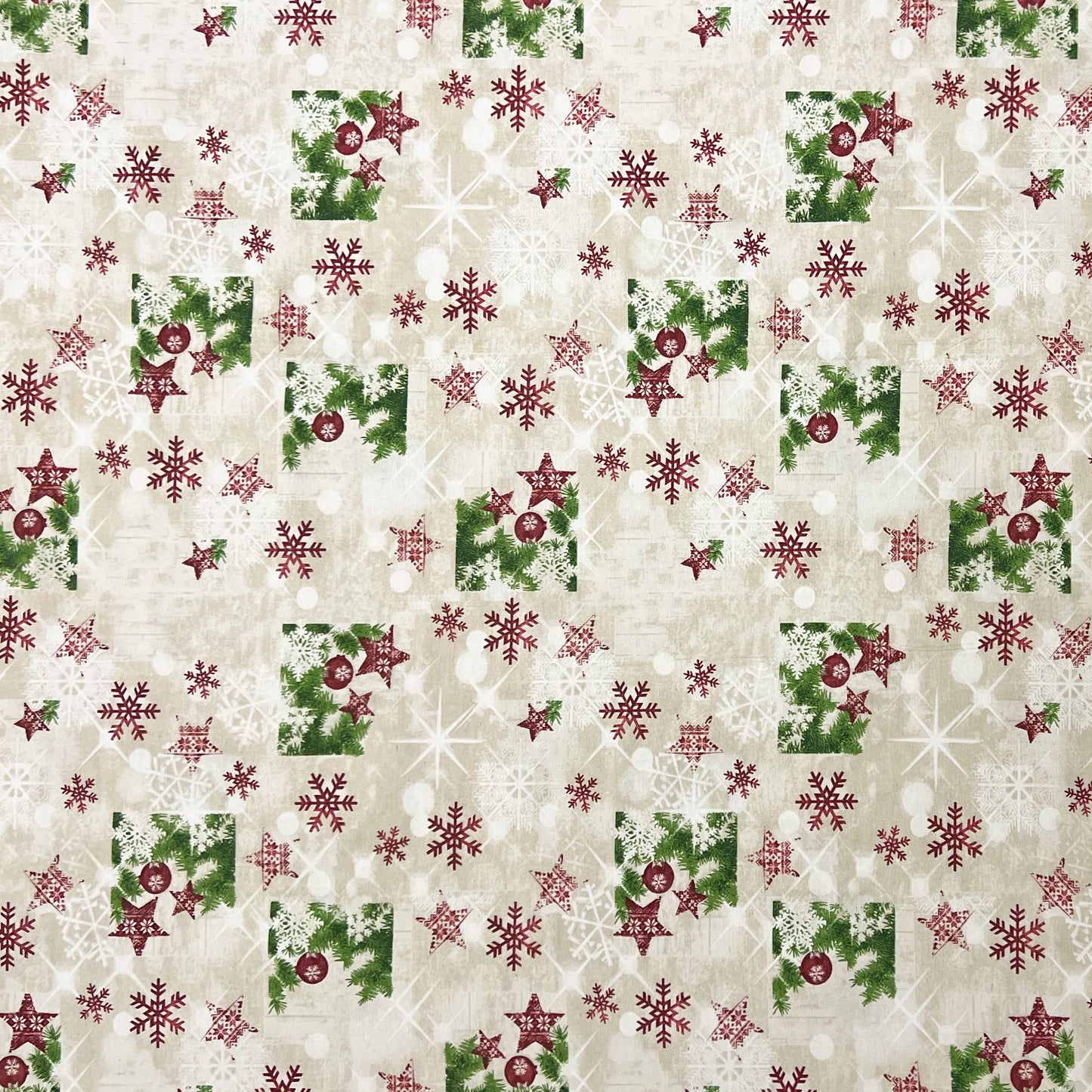 Baumwolltischdecke Weihnachten Advent SHOW C-101 Schneeflocken Sterne Tannenzweige eckig rund oval