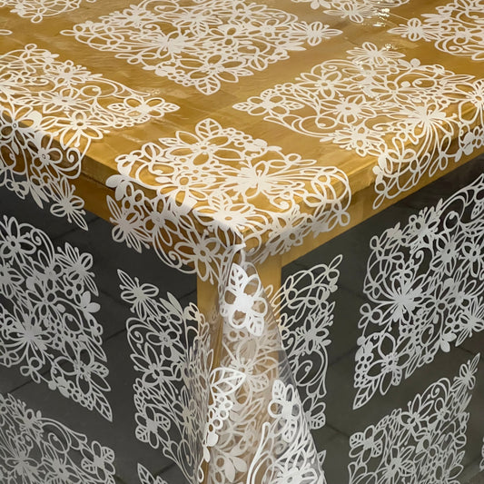 Tablecloth table foil transparent crystal clear TF31496 Fiore floral 0.15 mm 150 my thickness