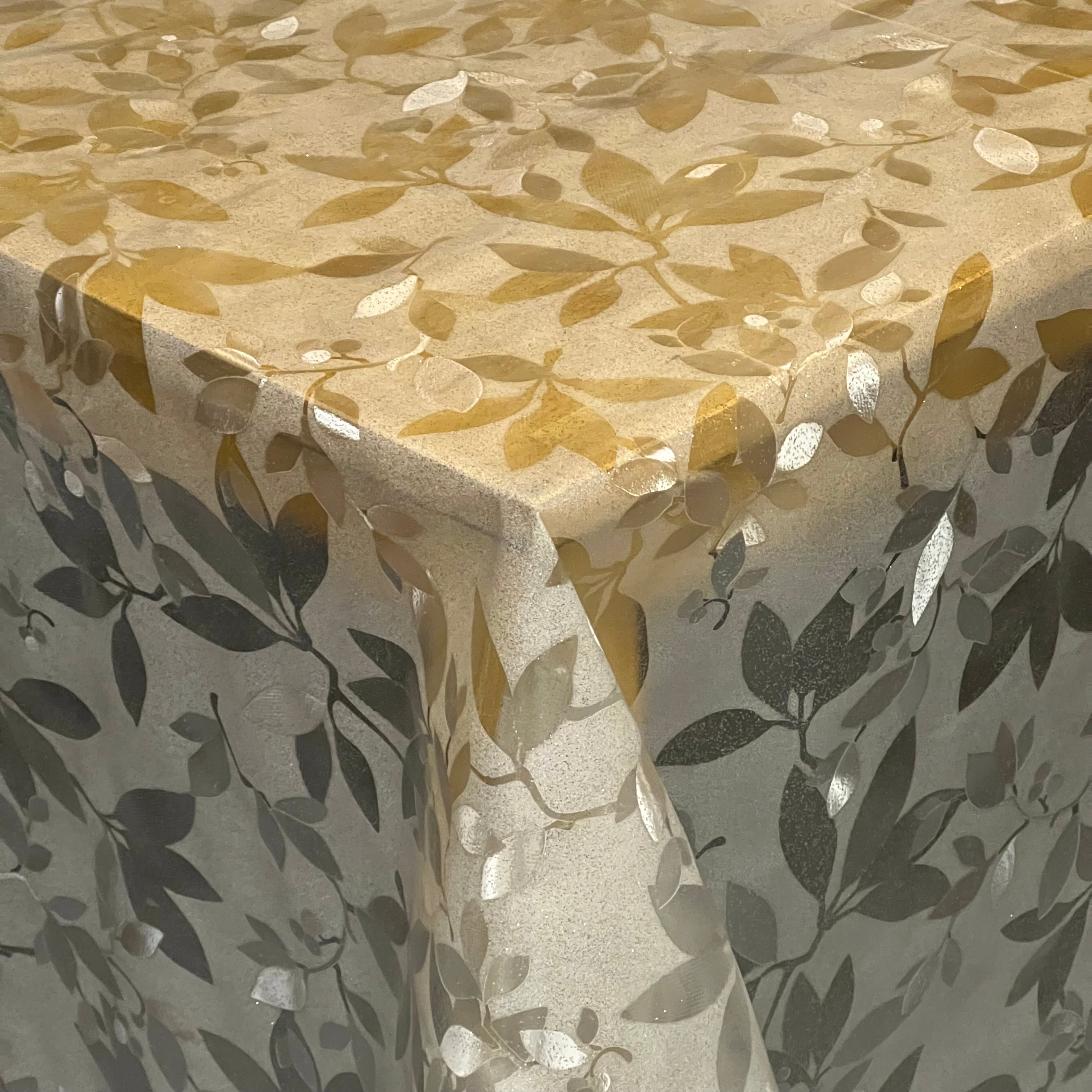 Tischdecke Tischfolie transparent glasklar TFBTA1234 Blätter Glitzer 0 –