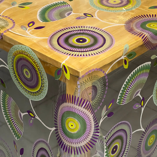 Tablecloth table foil transparent crystal clear TFJMXA41 Retro colorful 0.15 mm 150 my thickness