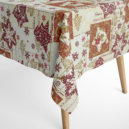 Baumwoll Tischdecke Merry Christmas Happy New Year