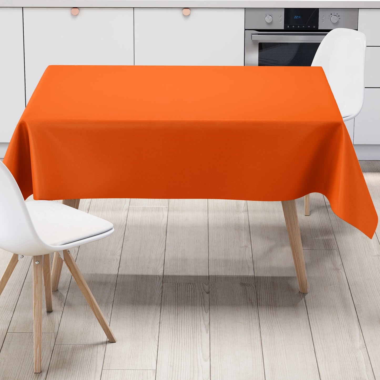 KEVKUS Wachstuch Tischdecke unifarben 021 orange einfarbig wählbar in eckig, rund und oval -
