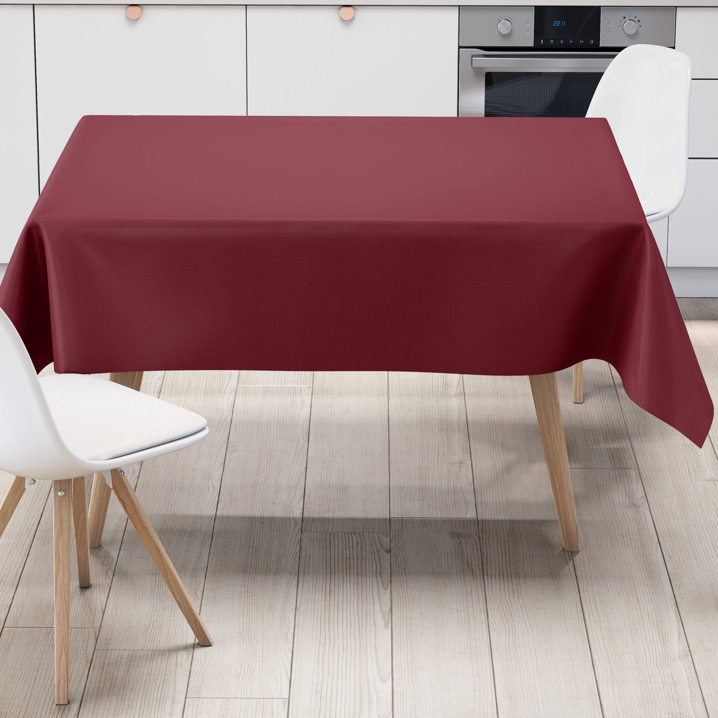 KEVKUS Wachstuch Tischdecke uni 209 Bordeaux Dunkelrot Weinrot wählbar in eckig, rund und oval -