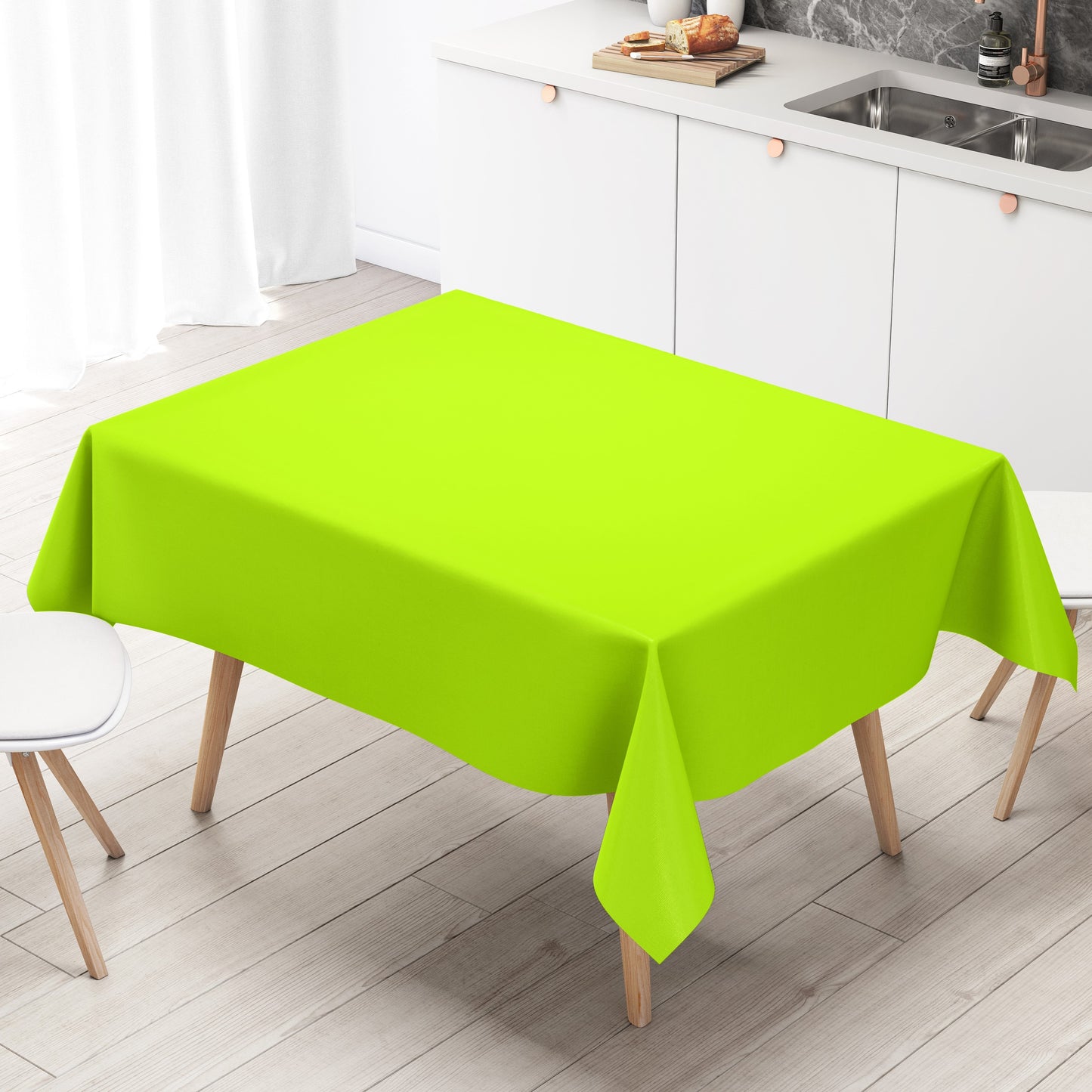 KEVKUS Wachstuch Tischdecke unifarben 36 Lime Lemon einfarbig wählbar in eckig, rund und oval -