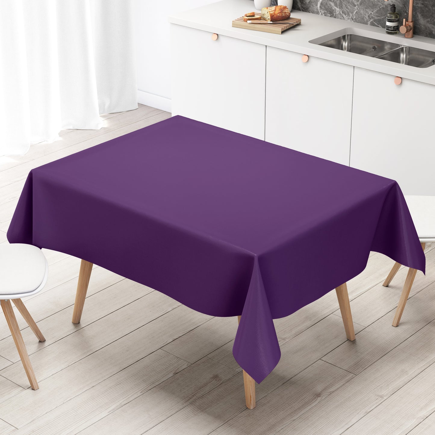 Oilcloth tablecloth uni 17 plain purple square round oval
