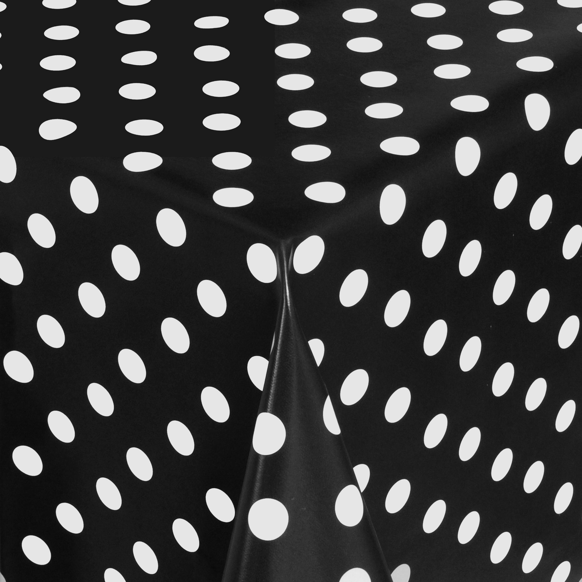 abwaschbare pvc Tischdecke Wachstuch Punkte schwarz Polkda dots eckig rund oval