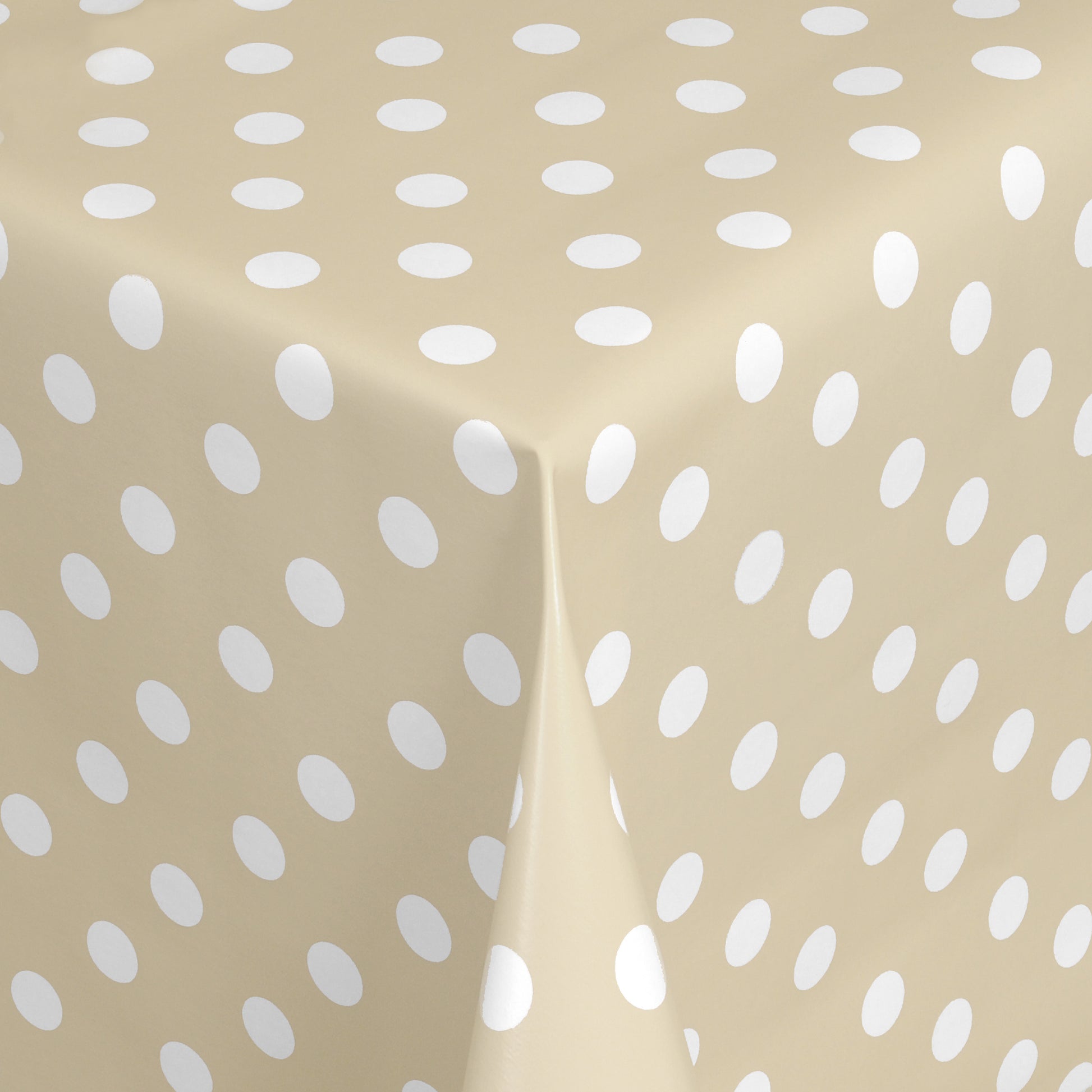 abwaschbare pvc Tischdecke Wachstuch Punkte beige creme Polkda dots eckig rund oval