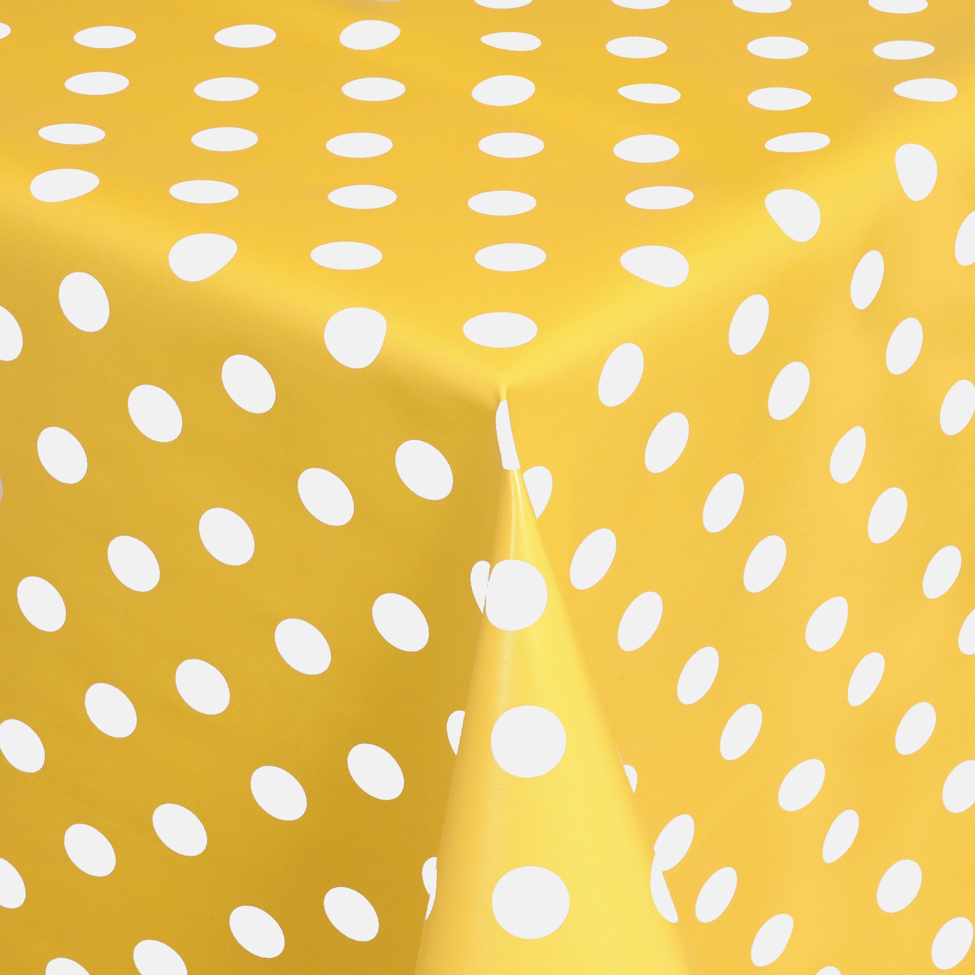 abwaschbare pvc Tischdecke Wachstuch Punkte gelb Polkda dots eckig rund oval