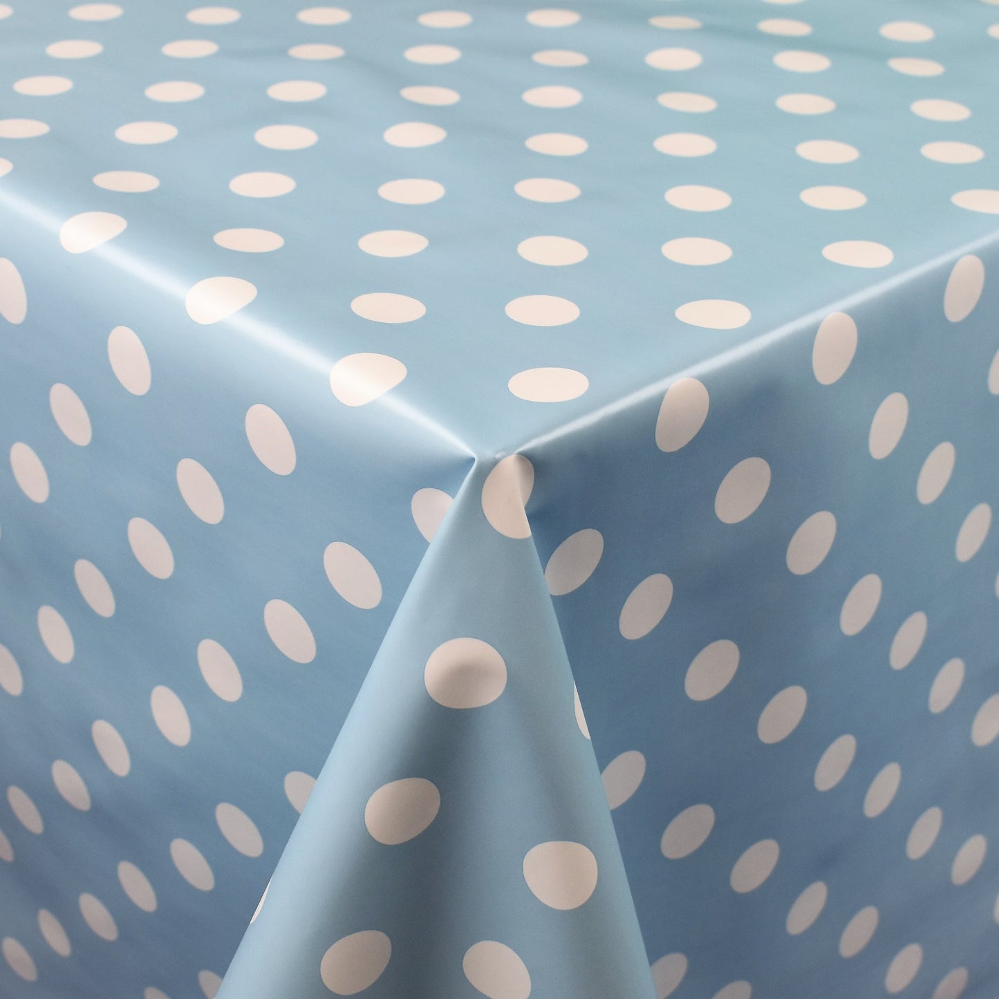 abwaschbare pvc Tischdecke Wachstuch Punkte hellblau Polkda dots eckig rund oval