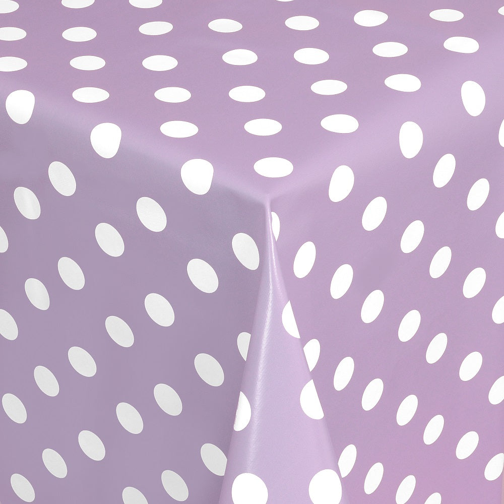 abwaschbare pvc Tischdecke Wachstuch Punkte flieder lila Polkda dots eckig rund oval