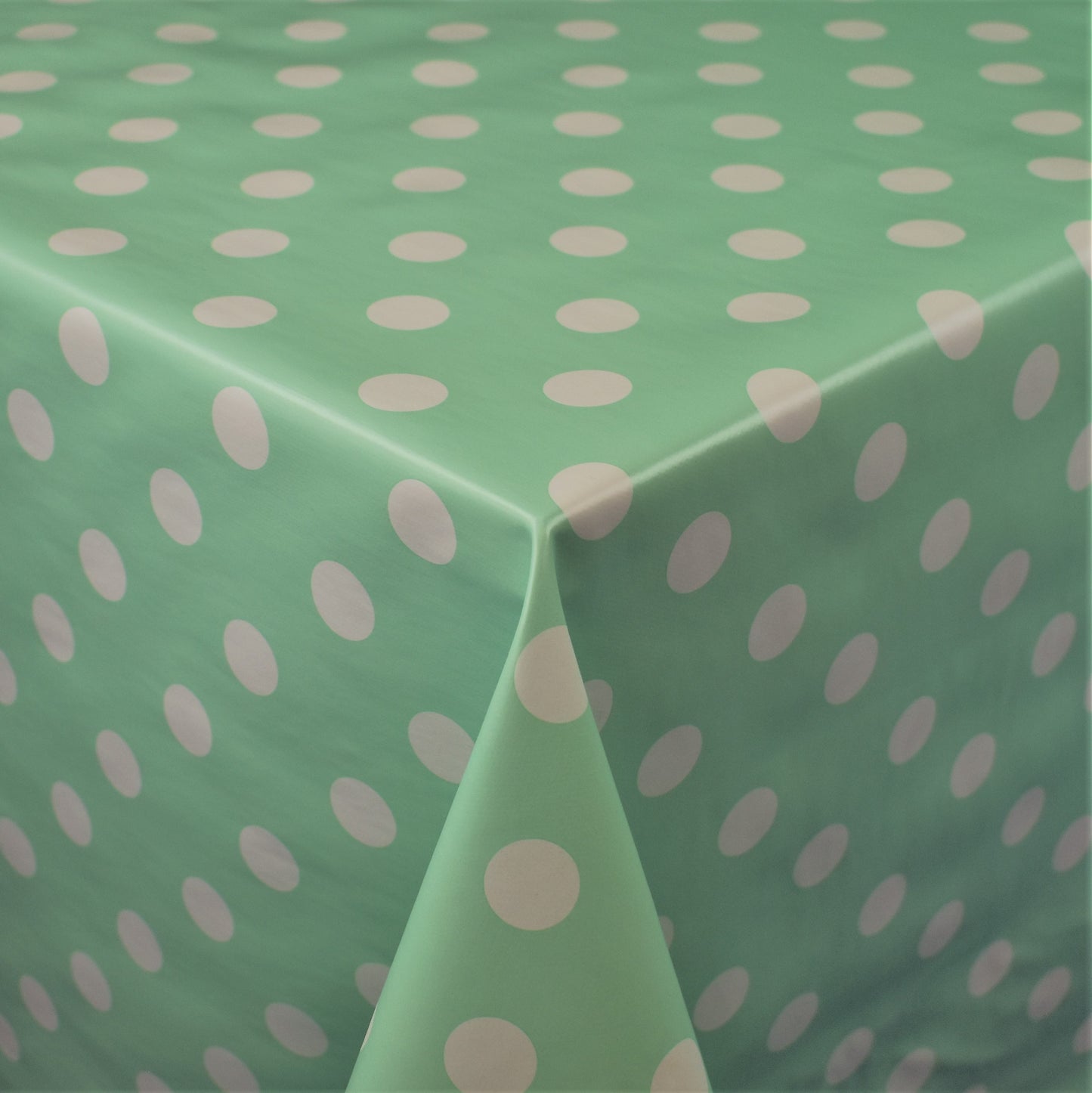 abwaschbare pvc Tischdecke Wachstuch Punkte grün mintgrün Polkda dots eckig rund oval