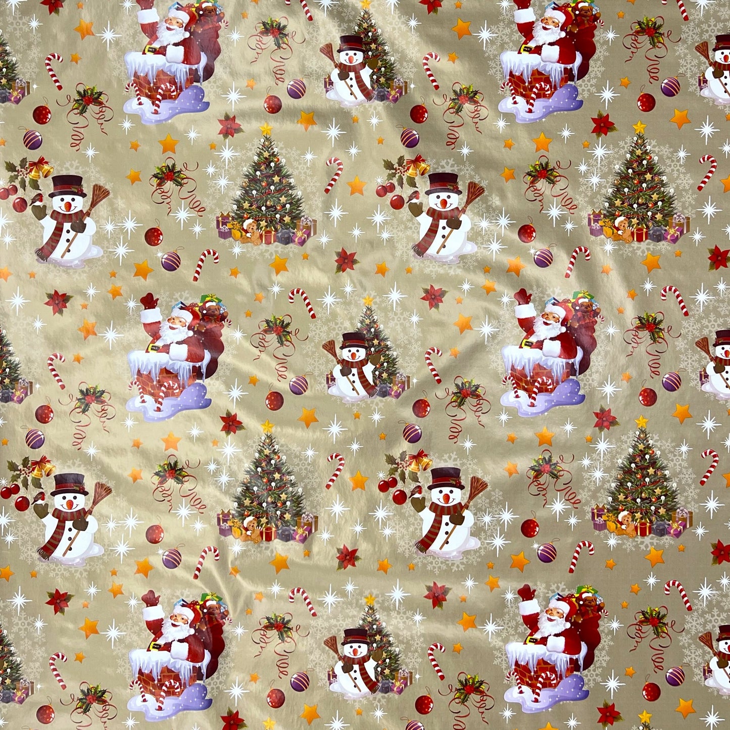 KEVKUS Wachstuch Tischdecke Weihnachten 01188-01 Schneemann Weihnachtsmann gold eckig rund oval