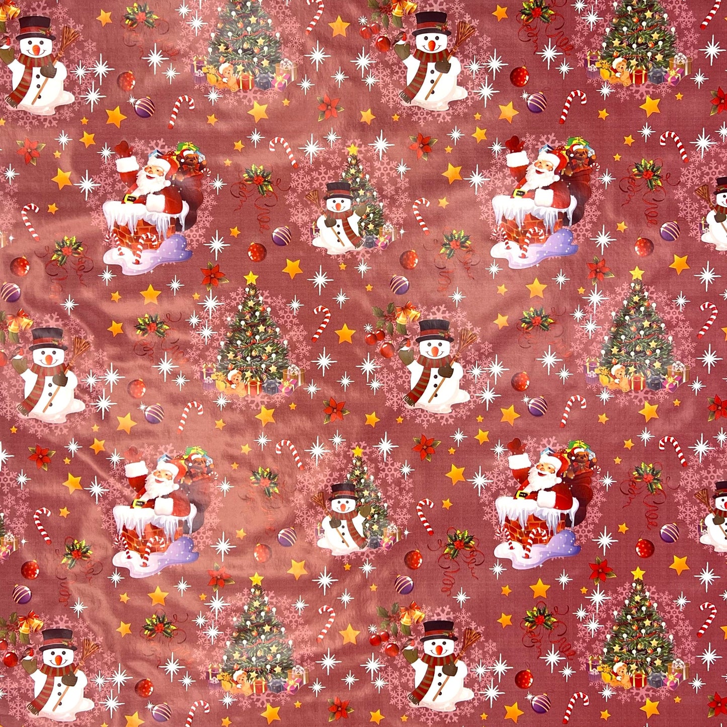 KEVKUS Wachstuch Tischdecke Weihnachten 01188-03 Schneemann Weihnachtsmann rot eckig rund oval