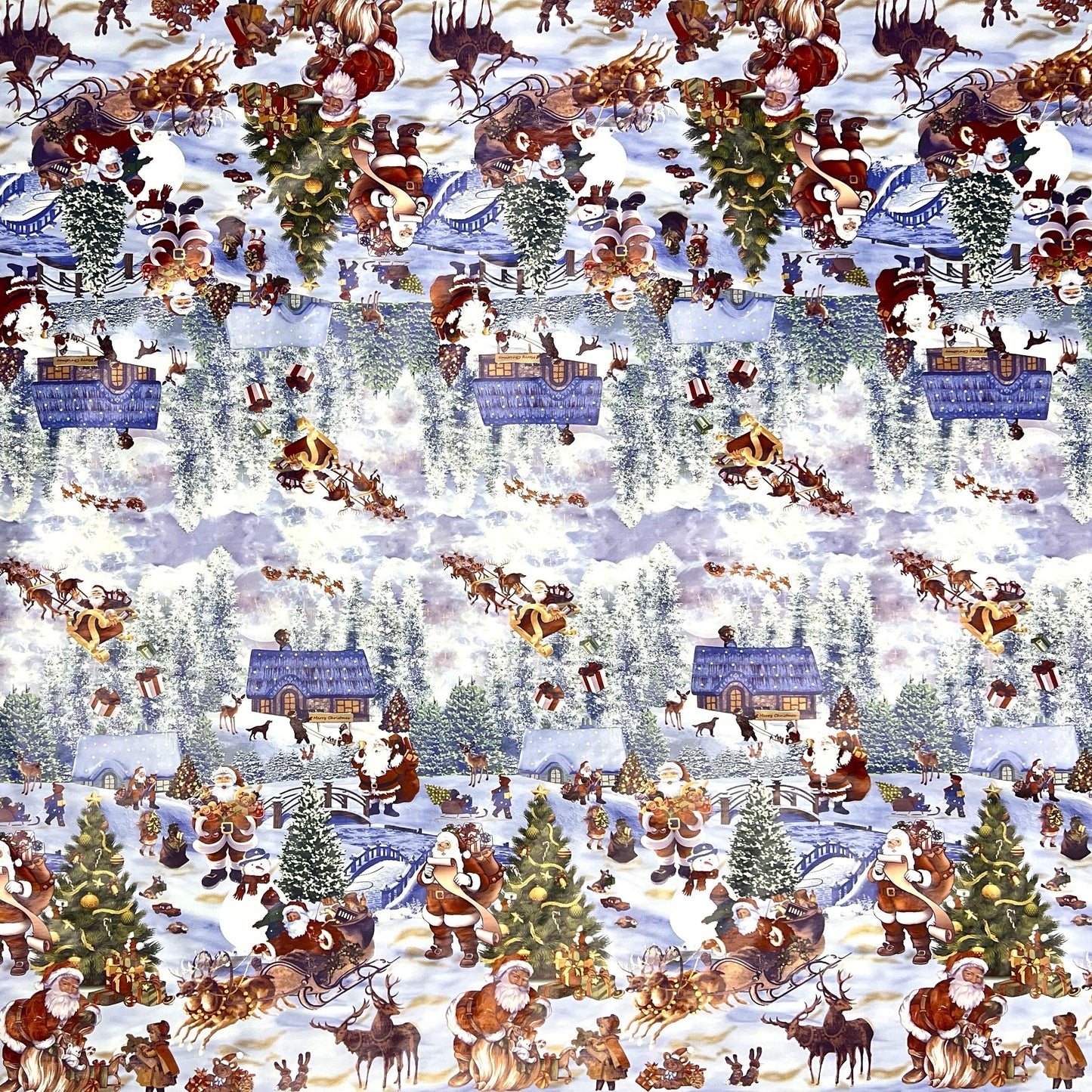 KEVKUS Wachstuch Tischdecke Weihnachten 01228-00 Bordürenmuster Winterdorf eckig rund oval
