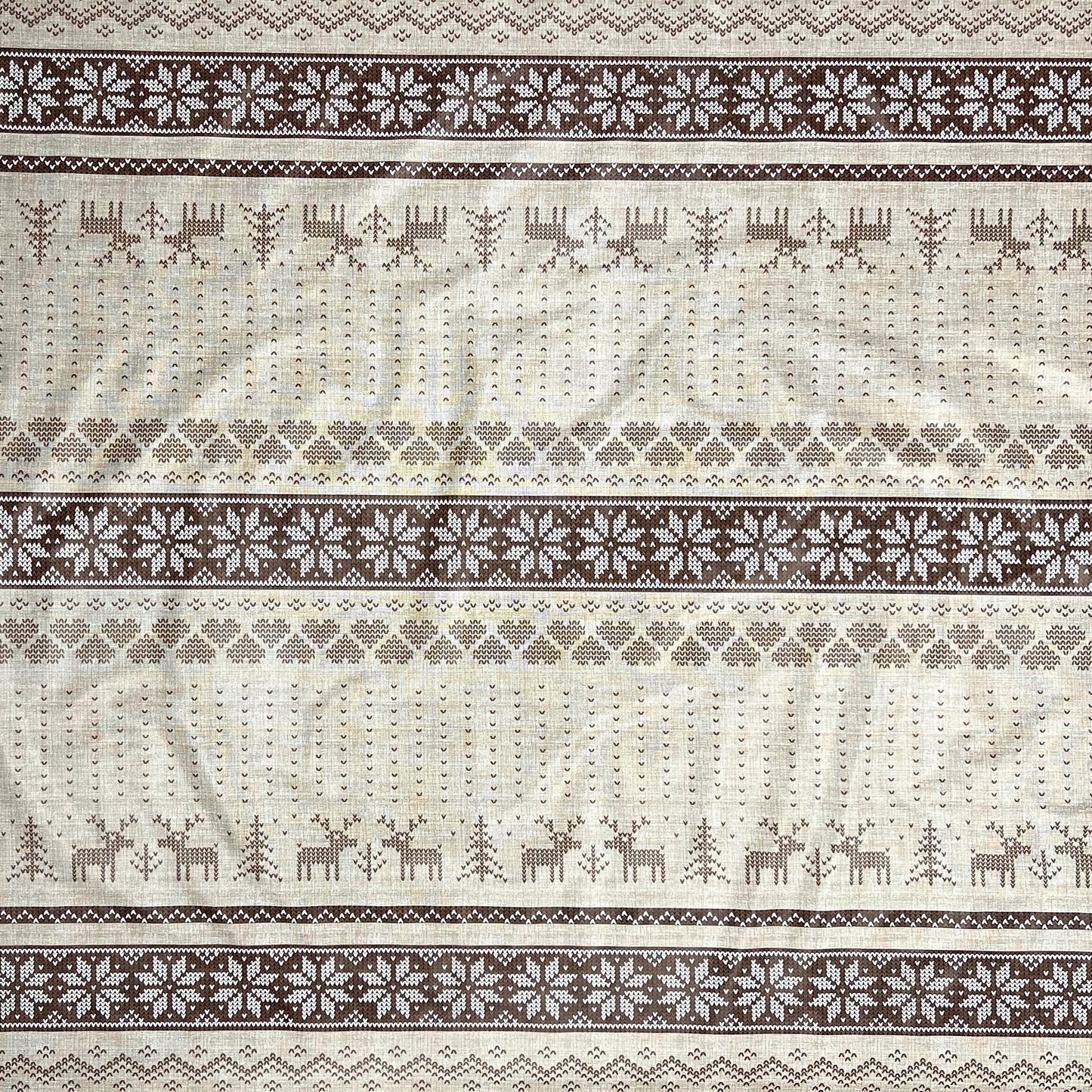 KEVKUS Wachstuch Tischdecke Weihnachten 01231-02 Skandinavien Bordürenmuster beige braun eckig rund oval