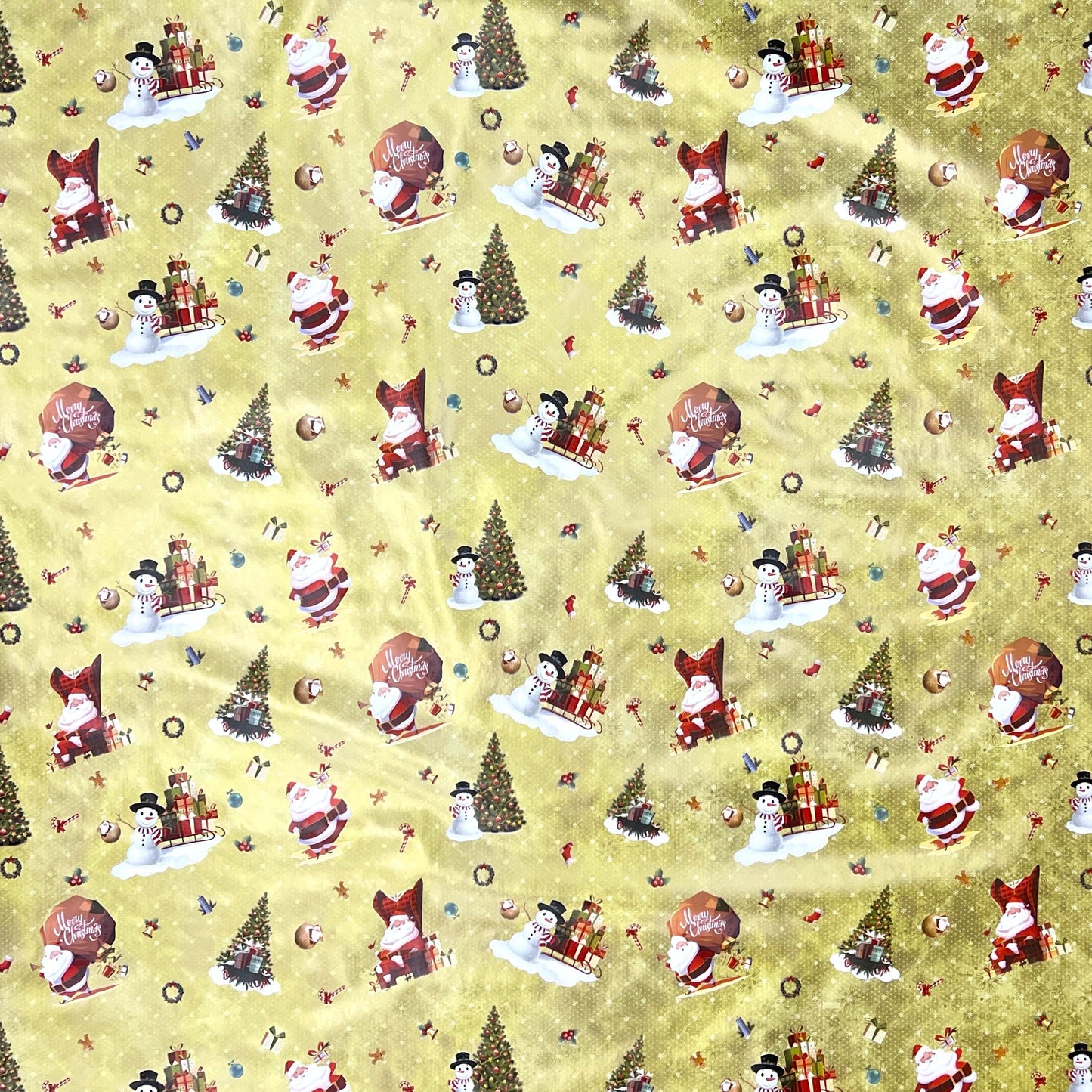 KEVKUS Wachstuch Tischdecke Weihnachten 01334-01 Schneemann Weihnachtsmann gold eckig rund oval