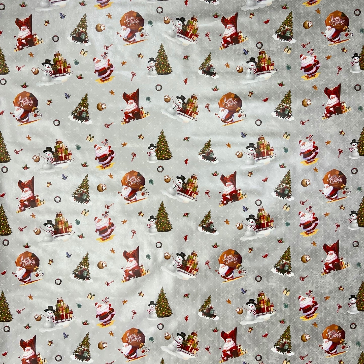 KEVKUS Wachstuch Tischdecke Weihnachten 01334-04 Schneemann Weihnachtsmann silber eckig rund oval