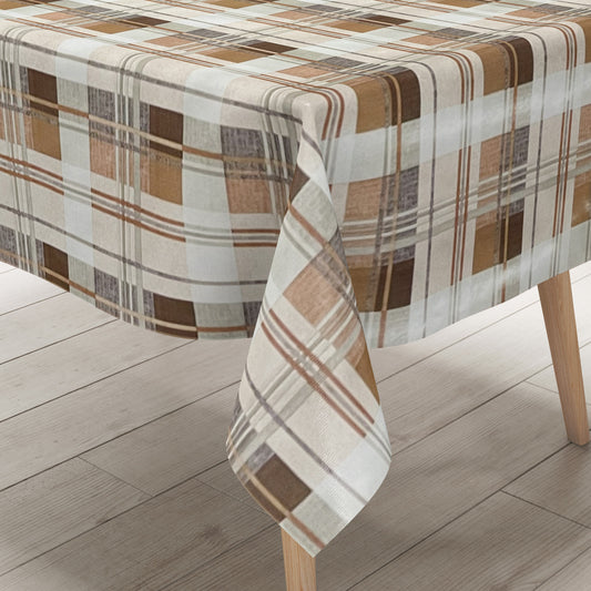 Wachstuch Tischdecke kariert braun beige