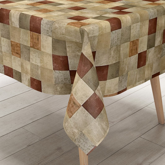 Wachstucdecke abwaschbar pvc kariert braun beigeWachstuchdecke abwaschbar pvc kariert braun beige
