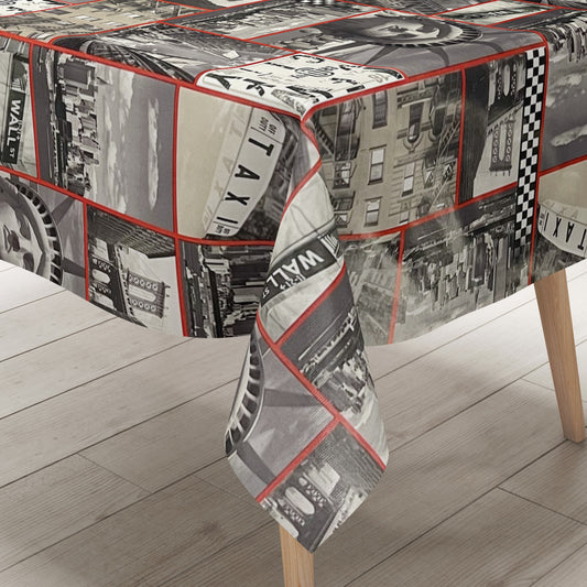 pvc tischdecke new york amerika grau