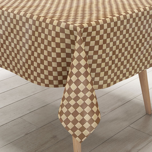 abwaschbare Wachstuch Tischdecke karo kariert beige braun kaufen