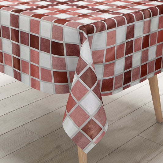 abwaschbare Tischdecke, Wachstuchtischdecke, Wachstuch, eckig rund oval Fliesen Mosaik rot bordeaux dunkelrot
