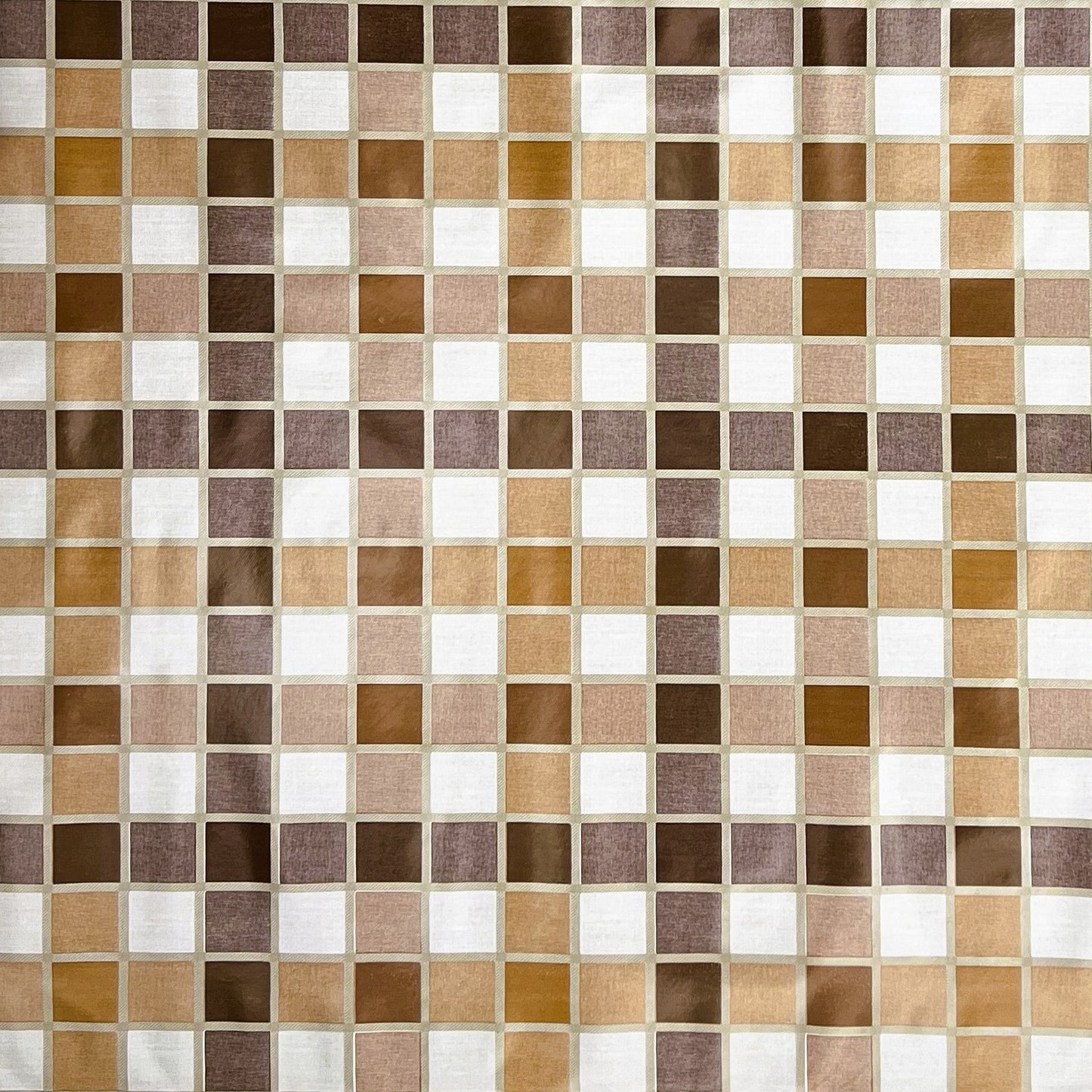abwaschbare Tischdecke, Wachstuchtischdecke, Wachstuch, eckig rund oval Fliesen Mosaik braun beige