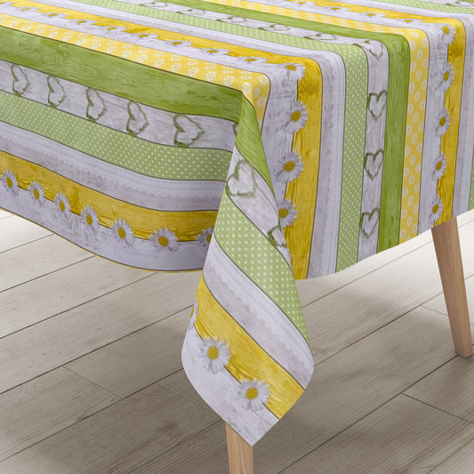 abwaschbare Wachstuch Tischdecke eckig rund oval Frühjahr Sommer Garten Holz Margerite kaufen