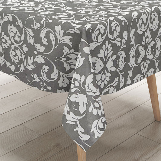 abwaschbare Wachstuch Tischdecke eckig rund oval Barock Ornamente Linien dunkelgrau