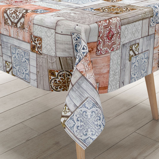 abwaschbare Wachstuchtischdecke kevkus wachstuchshop24 Holz Mosaik Fliese eckig rund oval kaufen