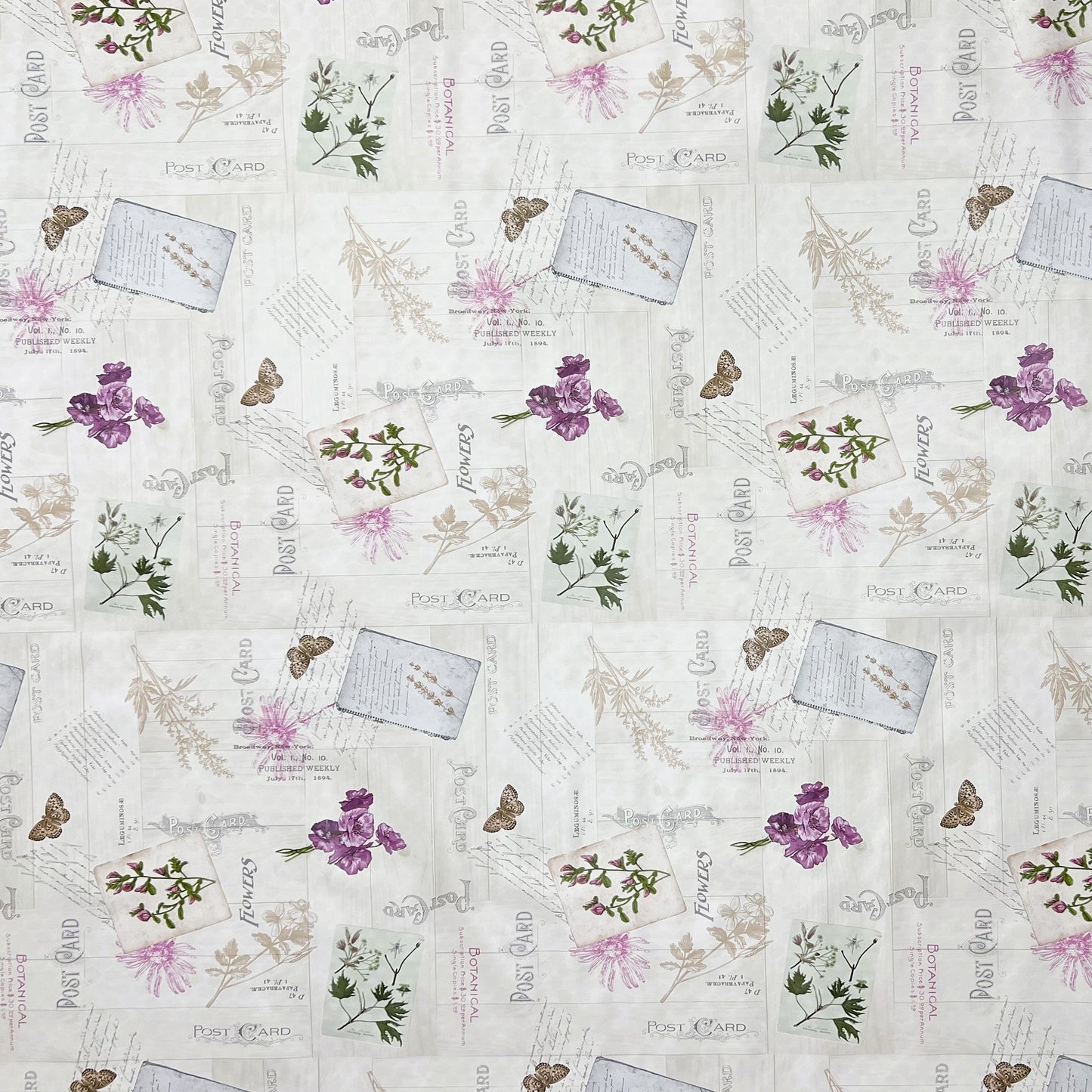 Wachstuch Tischdecke B5007-01 Post-Card Flowers Botanical eckig rund oval