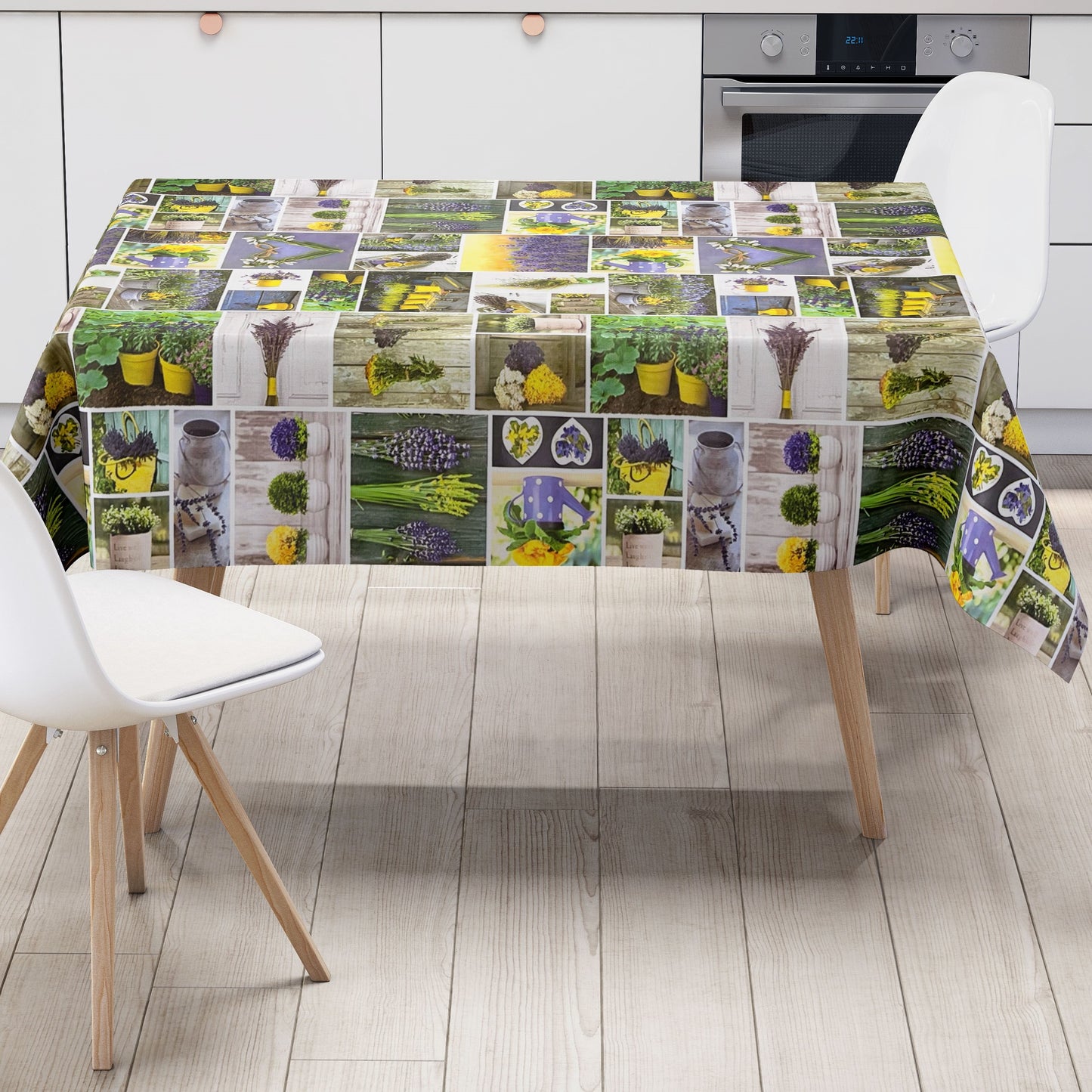 Nappe en toile cirée B5016-01 lavande bois d'été carrée ronde ovale