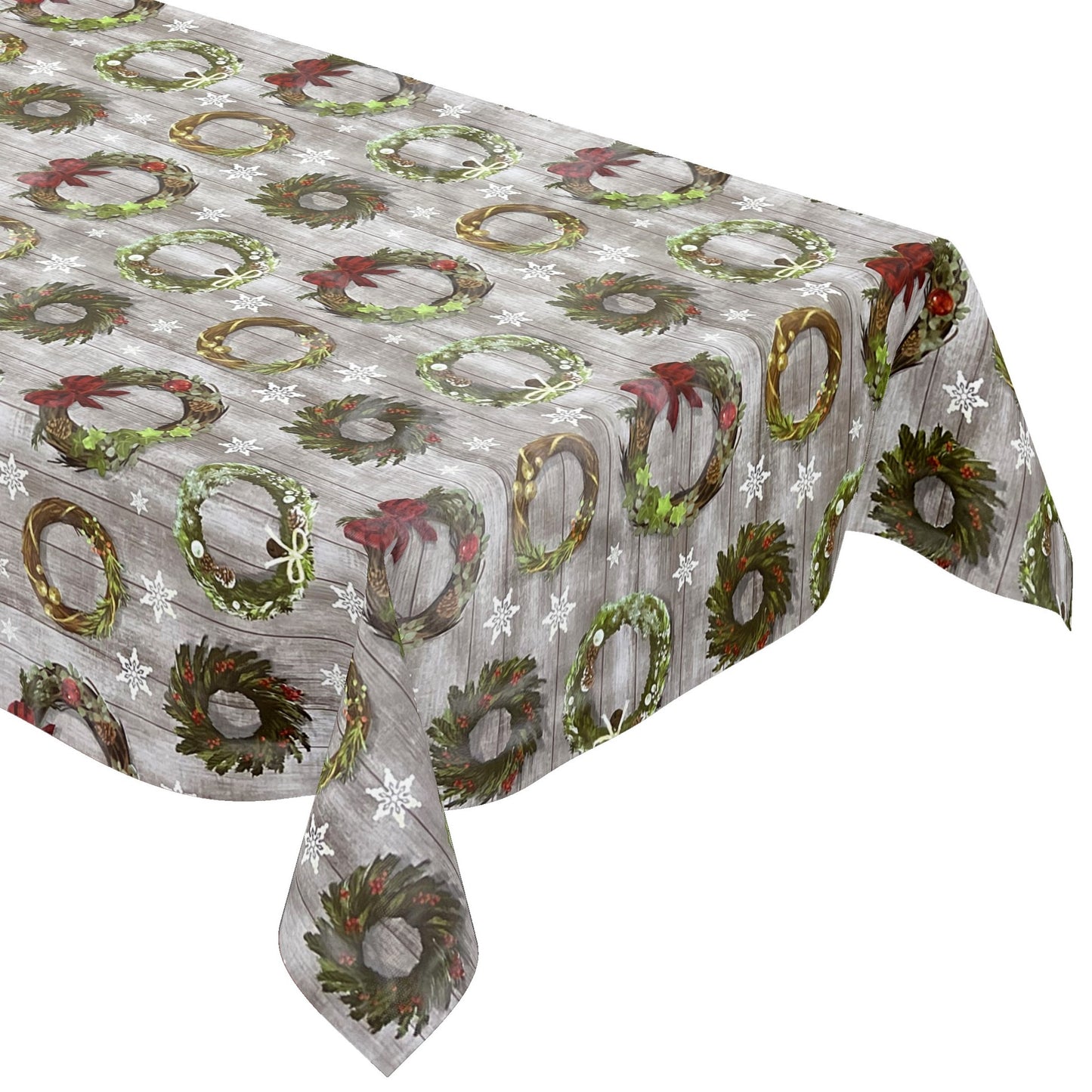 KEVKUS nappe toile cirée Noël B5041-01 couronne de Noël en bois étoile carrée ronde ovale