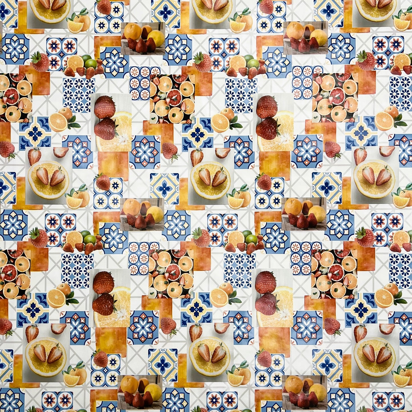 Wachstuch Tischdecke B6002-01 Früchte Mosaik mediterran eckig rund oval